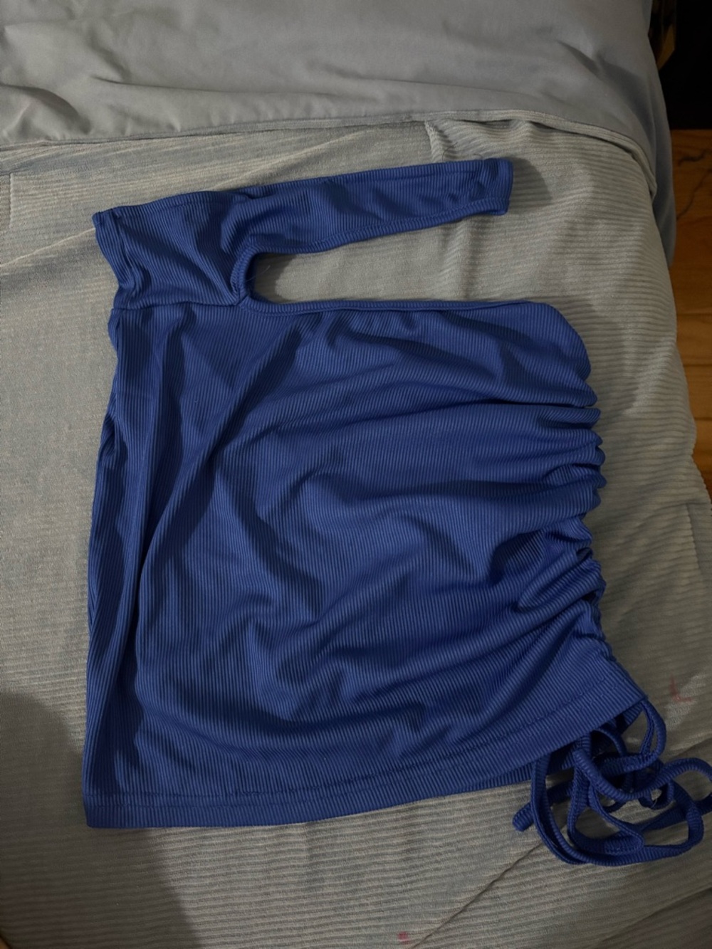 SHEIN Blue One-Shoulder Ruched Side Top
